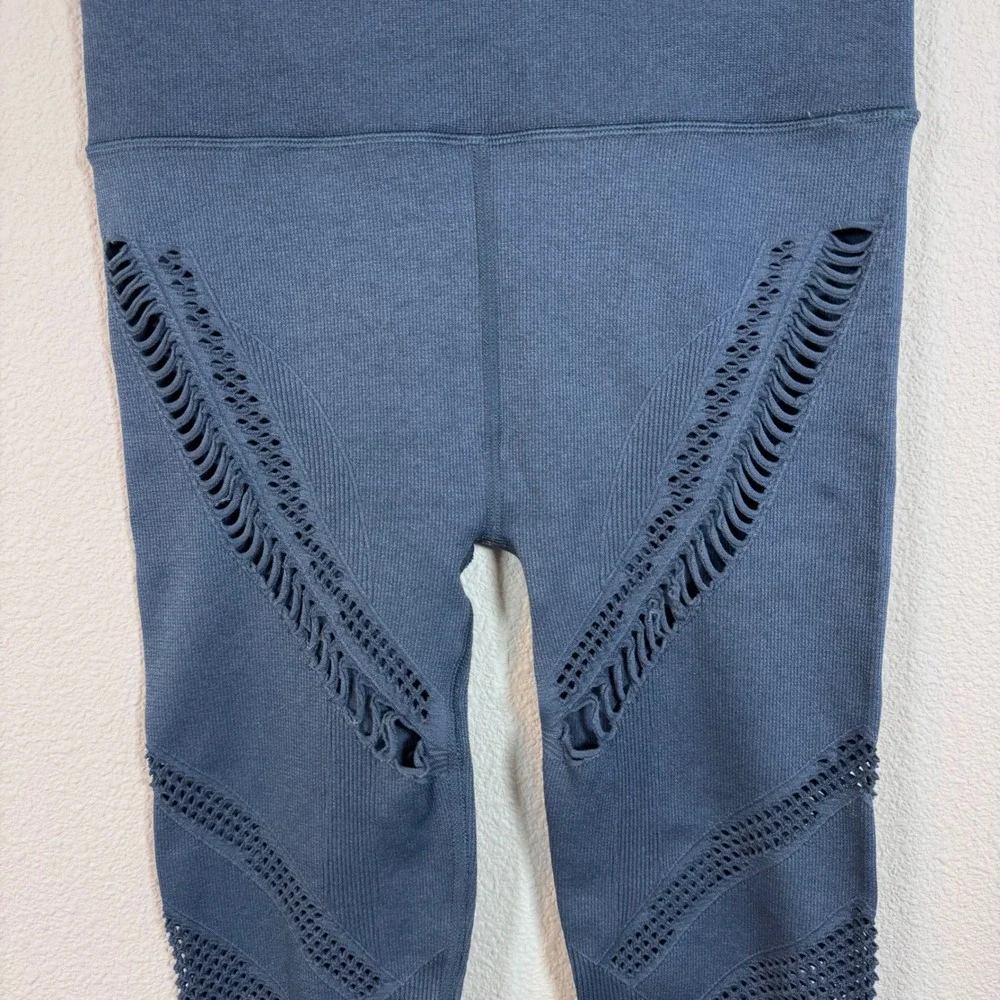 Alo Yoga Seamless Illusion High Waist Laser Cut Leggings Navy Blue Women's Small